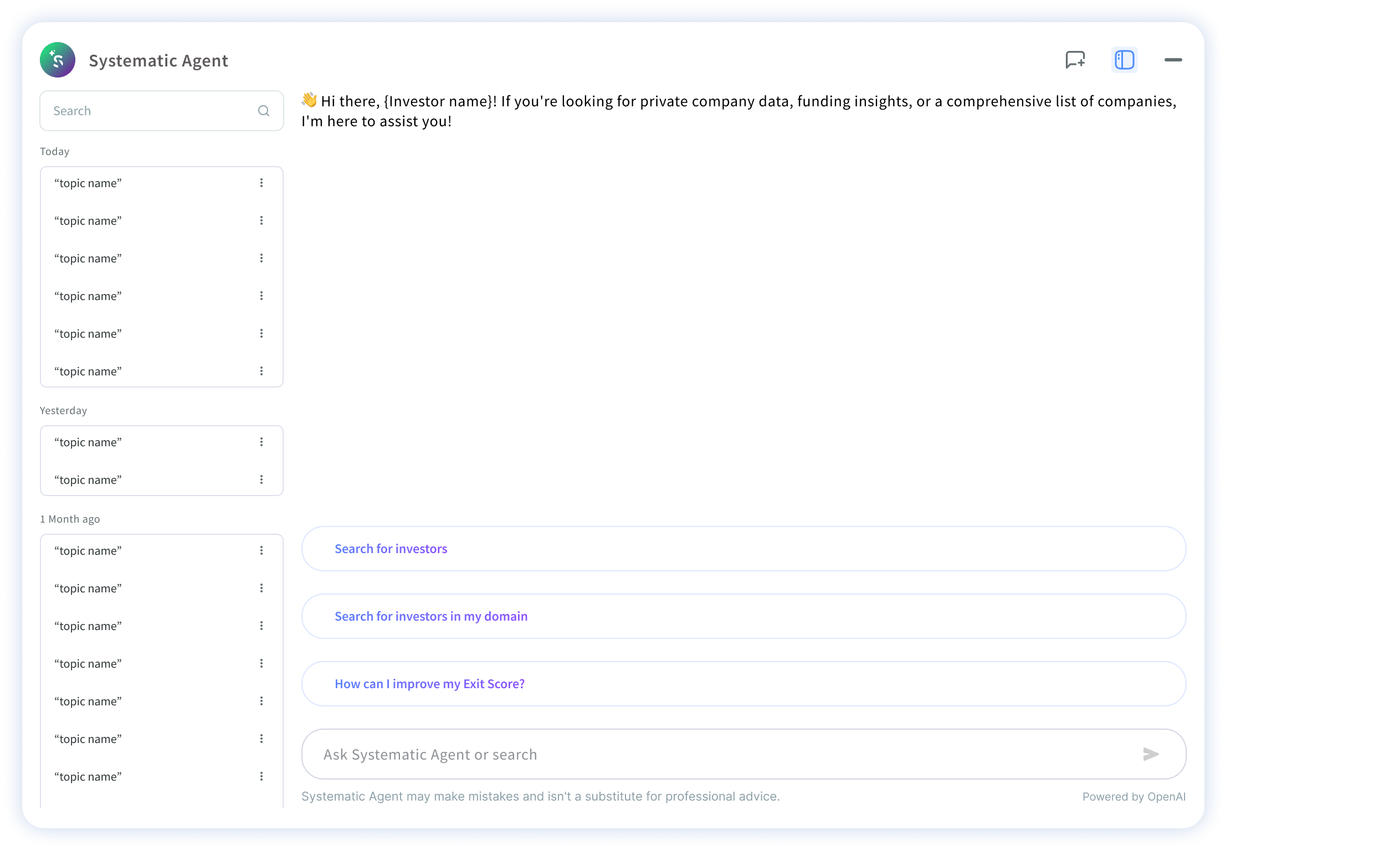 Chat interface from Figma